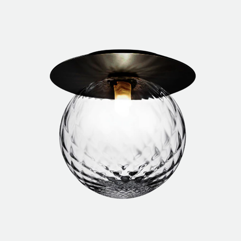 Globe and Metal Plate Ceiling Light