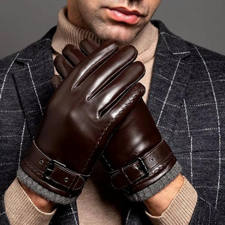 Gants en cuir et cachemire