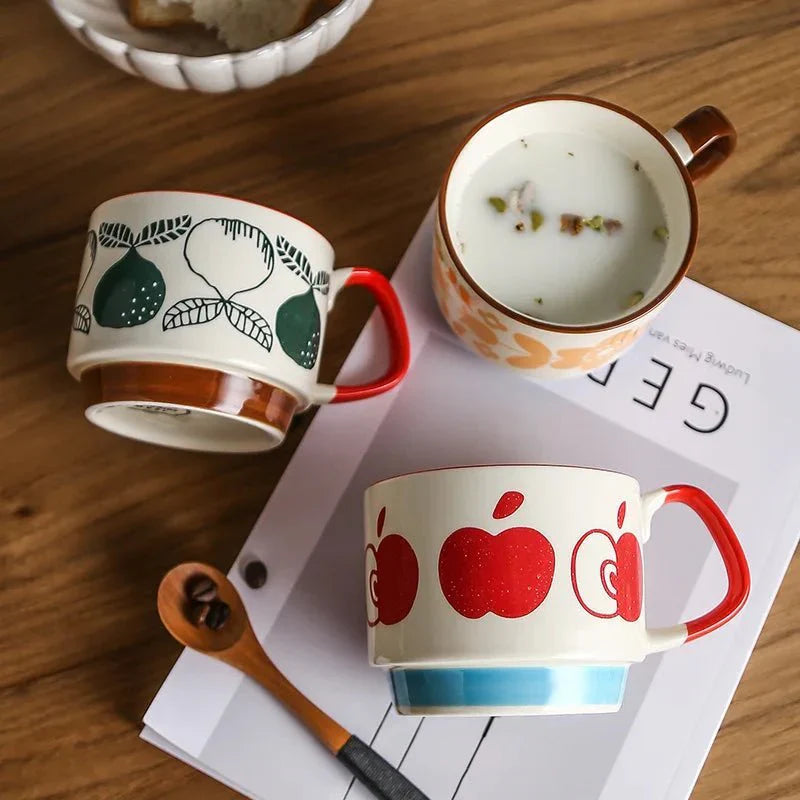 Caneca de Café Empilhável Colorida em Estilo Retro