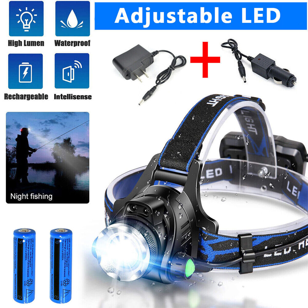 990000LM Rechargeable LED Headlamp Zoomable Torch Tactical Headlight Flashlight