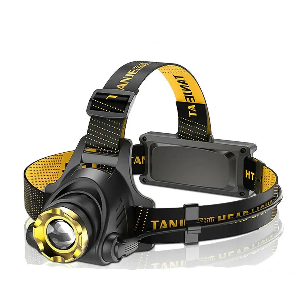 990000LM LED-otsalappu Ladattava Tactical Headlight Zoom Head -taskulamppu