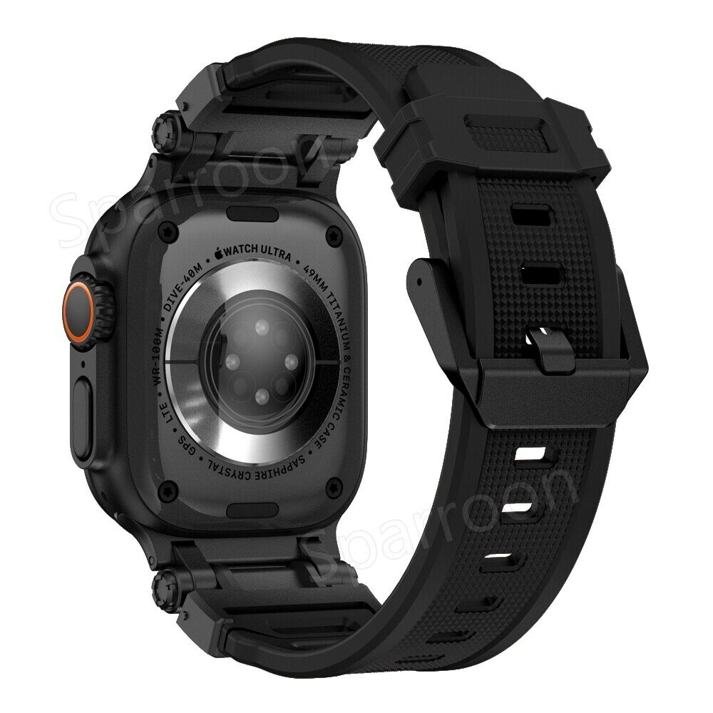 Explorer Tactical Fluoro Gumi Szíj+Fém Ultra Tok Apple Watch 9 8 7 6 5 4 SE-hez