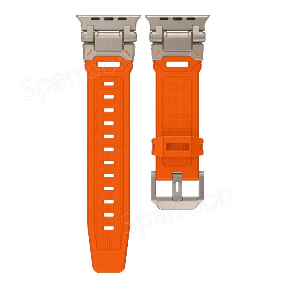 Explorer Tactical Fluoro Gummi Armband + Metall Ultra Gehäuse für Apple Watch 9 8 7 6 5 4 SE