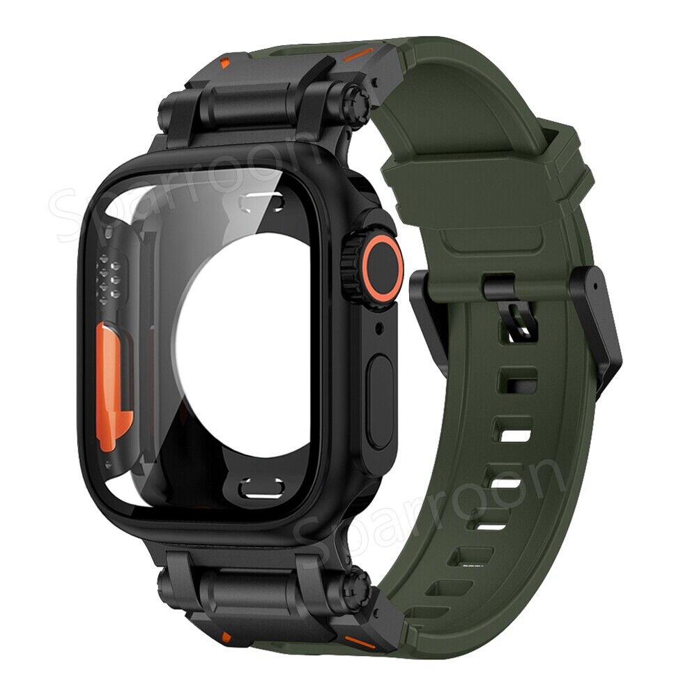 Explorer Tactical Fluoro Gummirem + Metall Ultra Etui For Apple Watch 9 8 7 6 5 4 SE