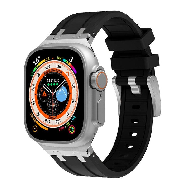 רצועת סיליקון עבה חדשה עם מתאם טיטניום עבור Apple Watch