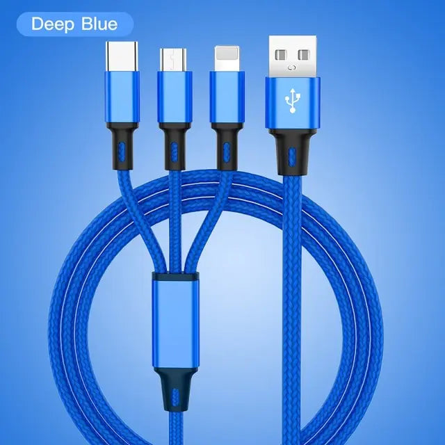 3-in-1 USB Cable for iPhone and Android