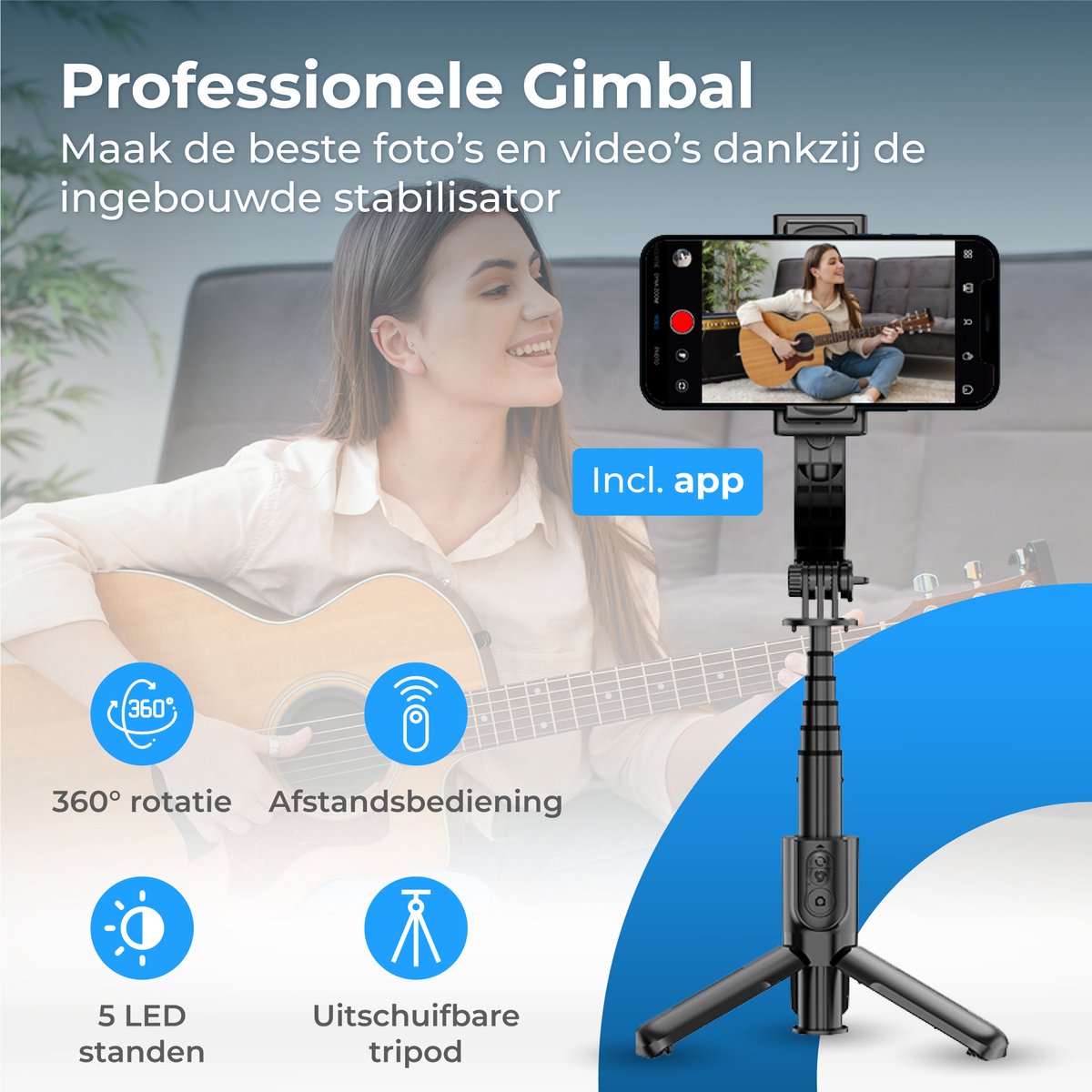 Gimbal360 Pro™ Stabilizator | selfie stick de 360 de grade 2024