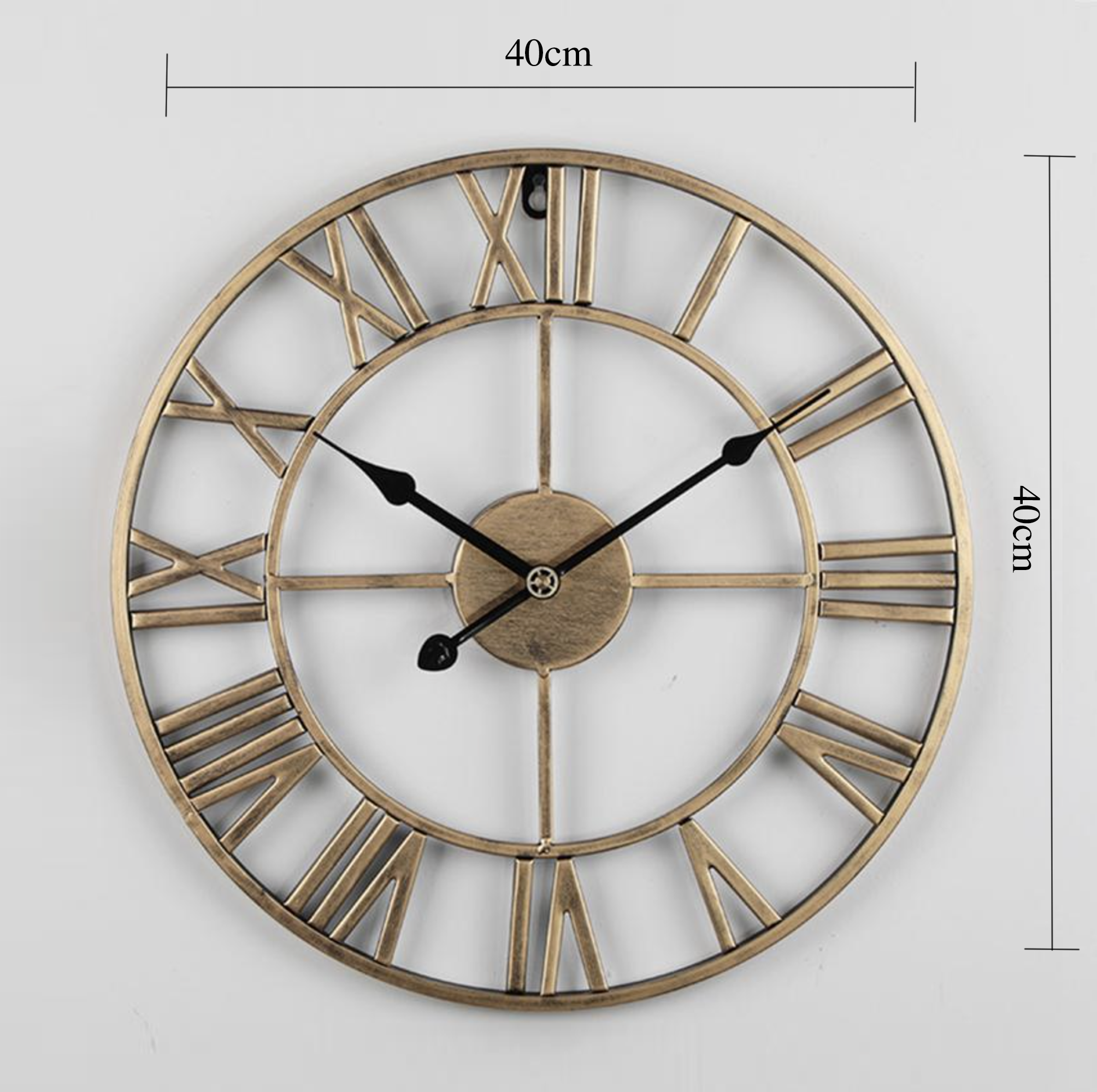 Reloj de pared con esqueleto dorado o de bronce