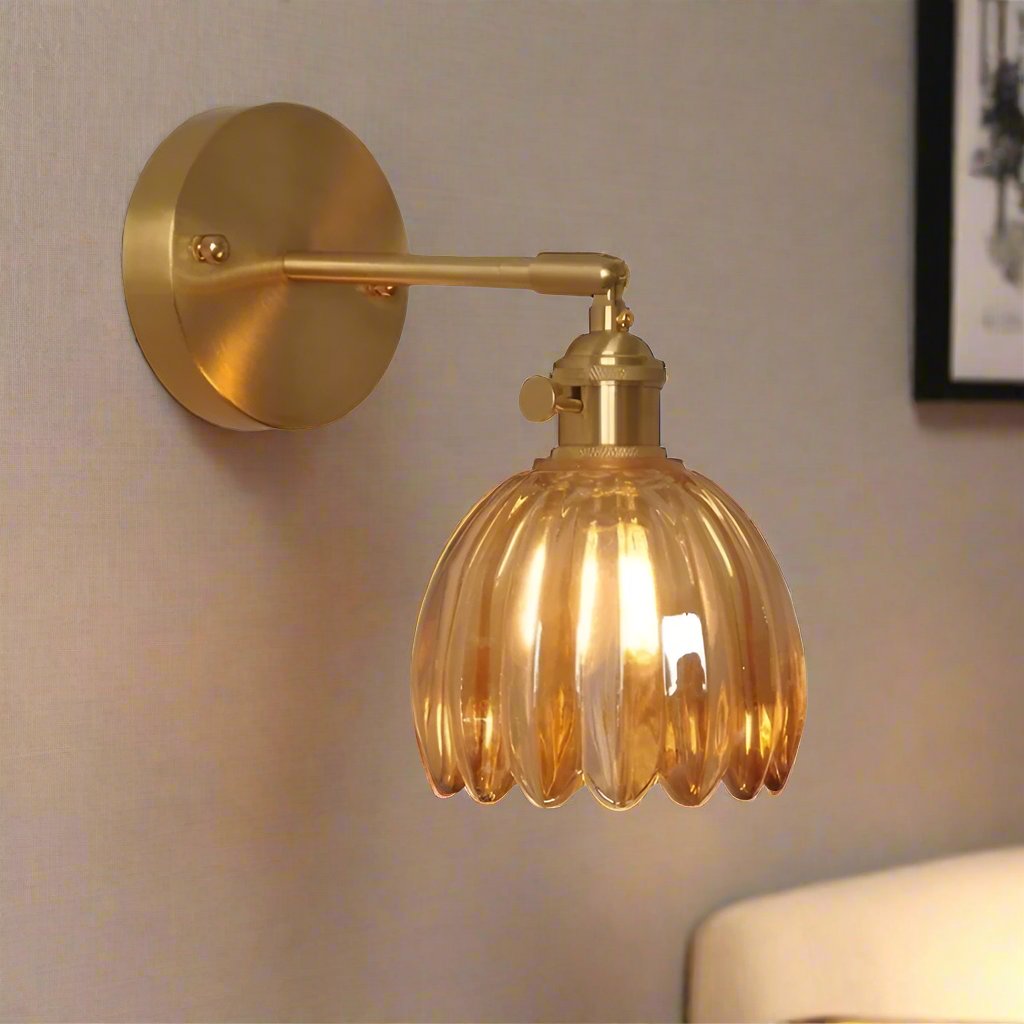 Retro – Lampa de perete Sticlă Tulip buton