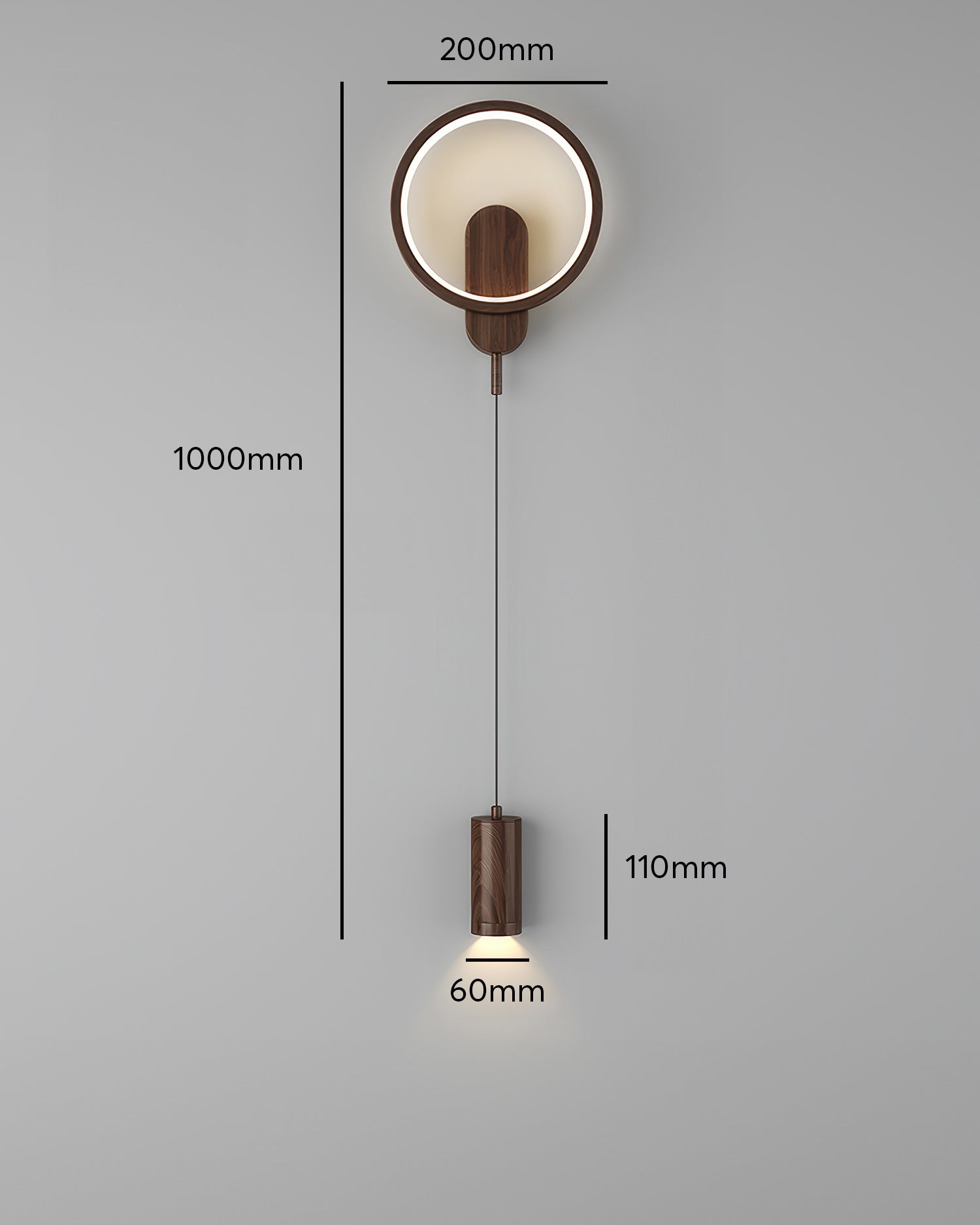 Nordic Wood Grain Elegant Vegglampe