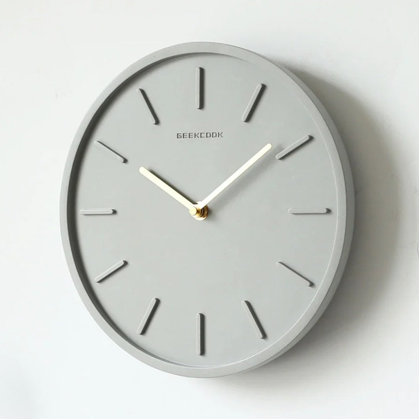 Nordic Cement Wall Clock with Metal Pendulum - Scandinavian Cement Wall Clock with Metal Pendulum