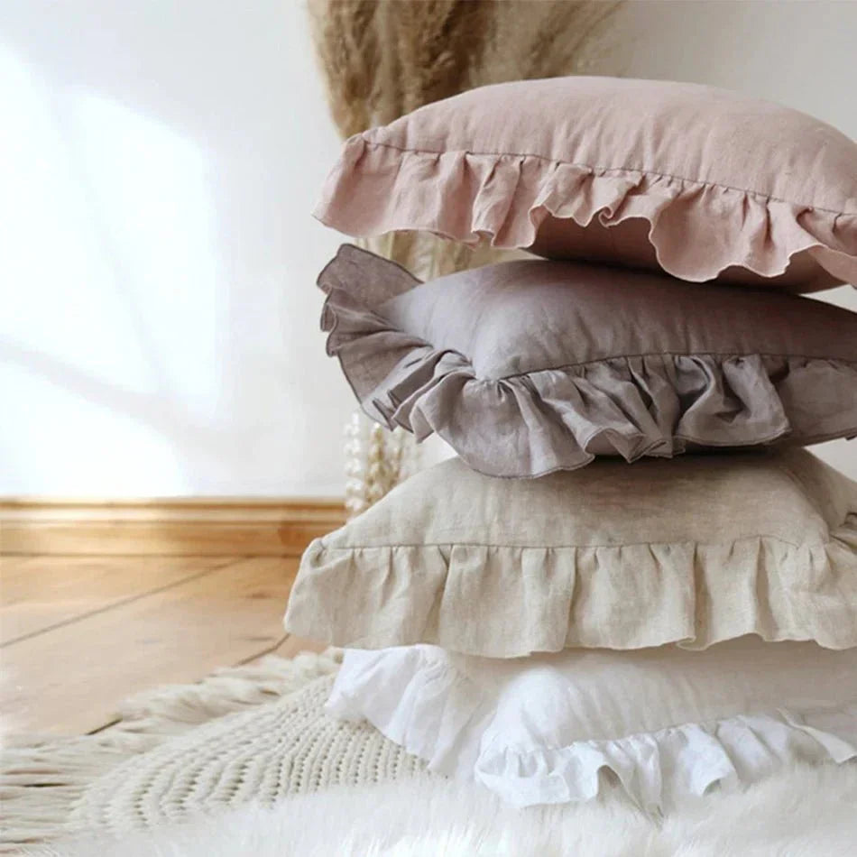 Soft Linen Ruffle Cushion Cover