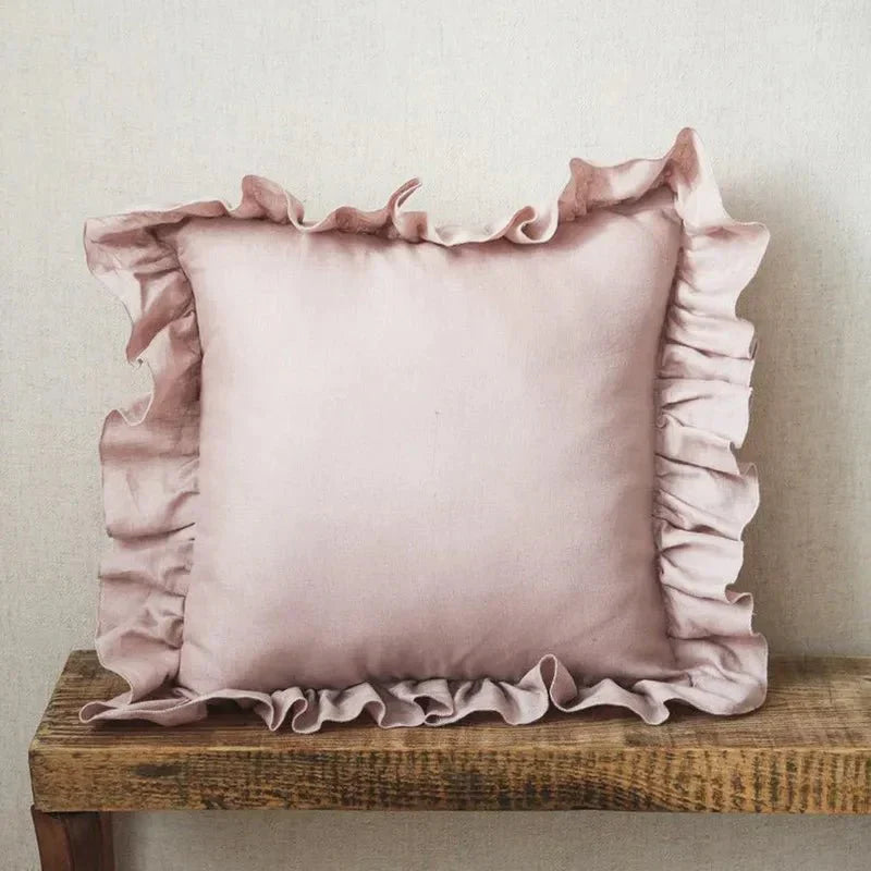 Soft Linen Ruffle Cushion Cover