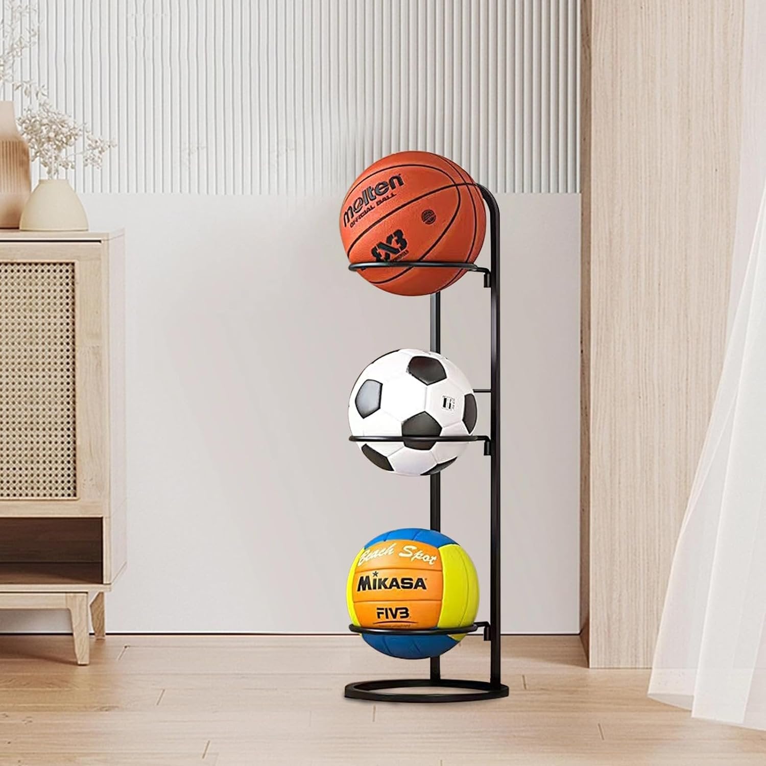 Elegant Sports Ball Storage Rack | Removable Garage Organizer