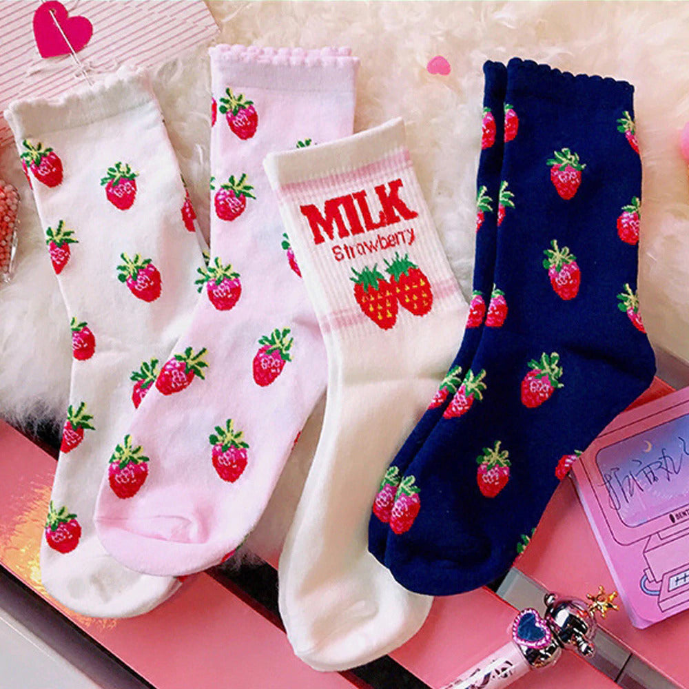 Chaussettes au lait à la fraise