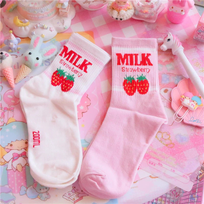 Chaussettes au lait à la fraise