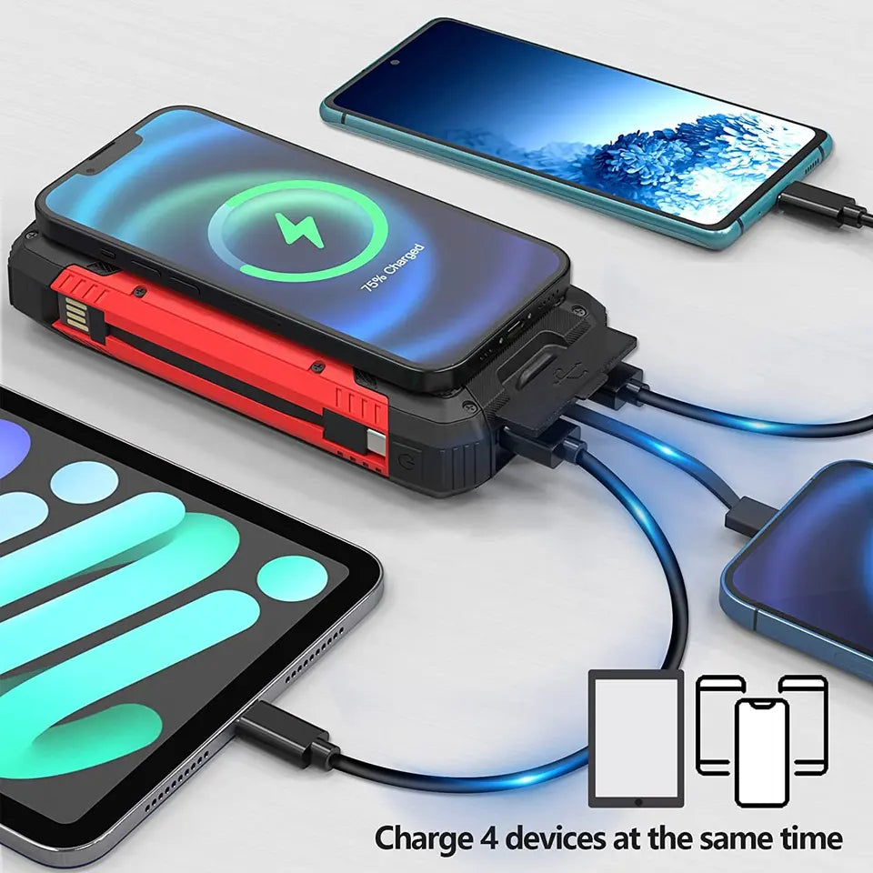 30000mAh Solar Charger Wireless Waterproof Power Bank External