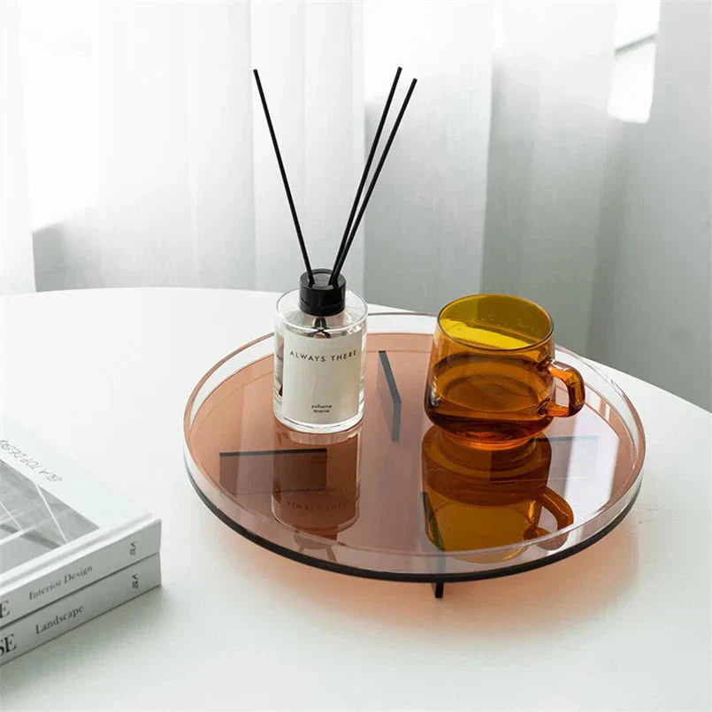 Translucent Round Acrylic Storage Tray - Vibrant Organizer for Home & Vanity