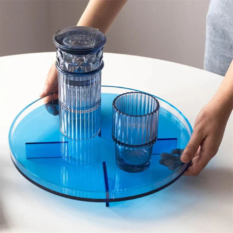 Translucent Round Acrylic Storage Tray - Vibrant Organizer for Home & Vanity