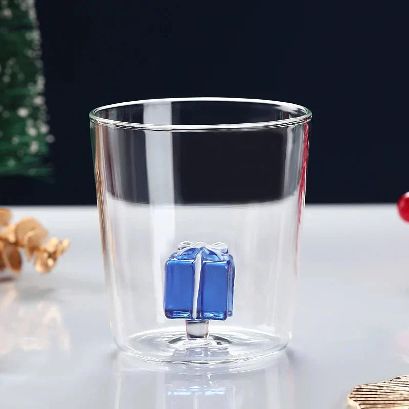 Transparenter Weihnachtsbecher aus Glas mit optionaler Geschenkbox