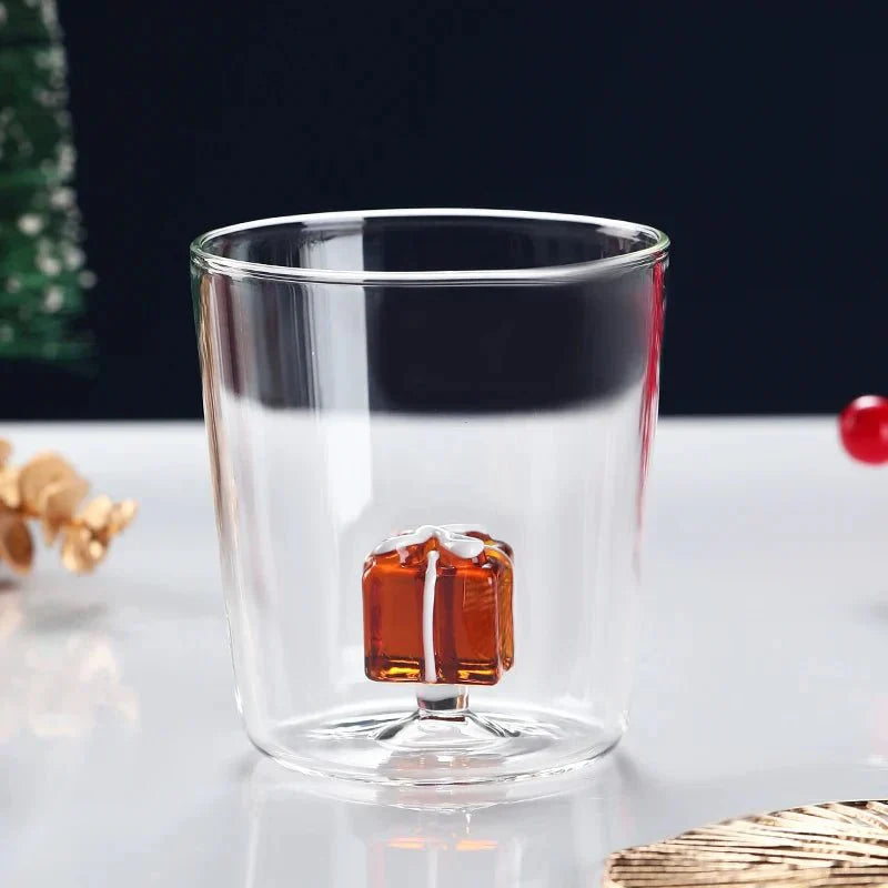 Transparenter Weihnachtsbecher aus Glas mit optionaler Geschenkbox