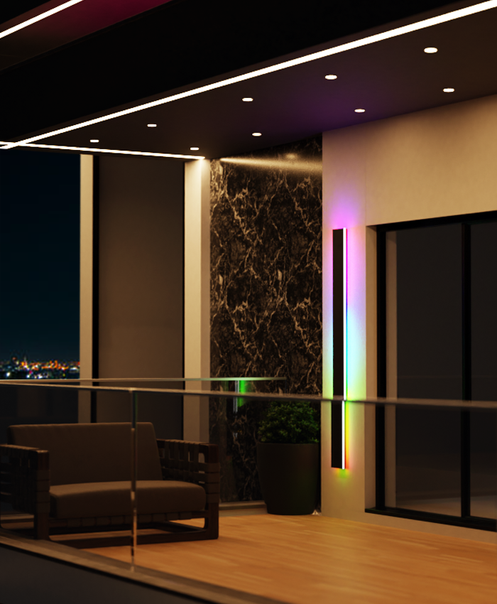 Aplique LED de pared impermeable para exterior e interior (RGB)