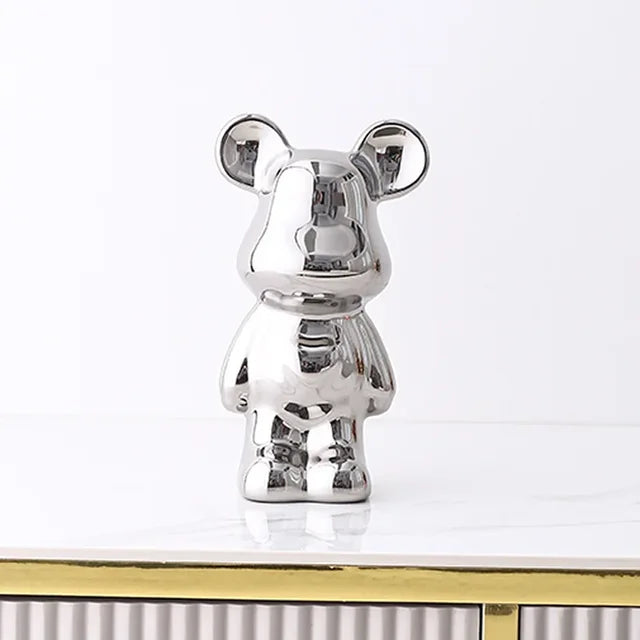 Unik Metallic Bear Penny Bank - Dekorativ myntbank for hjemmeinnredning