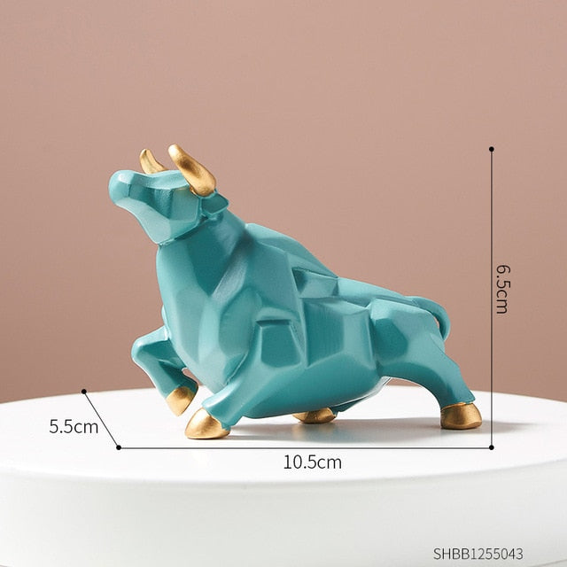 Unique Geometric Bull Figurines | Decorative Resin Art for Home & Gift