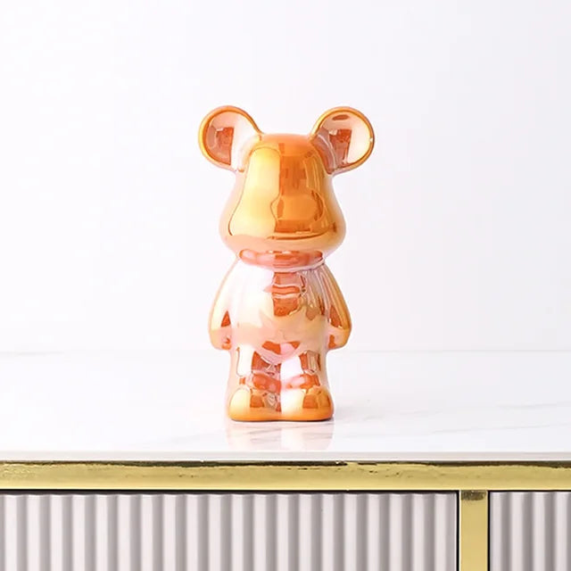 Unik Metallic Bear Penny Bank - Dekorativ myntbank for hjemmeinnredning