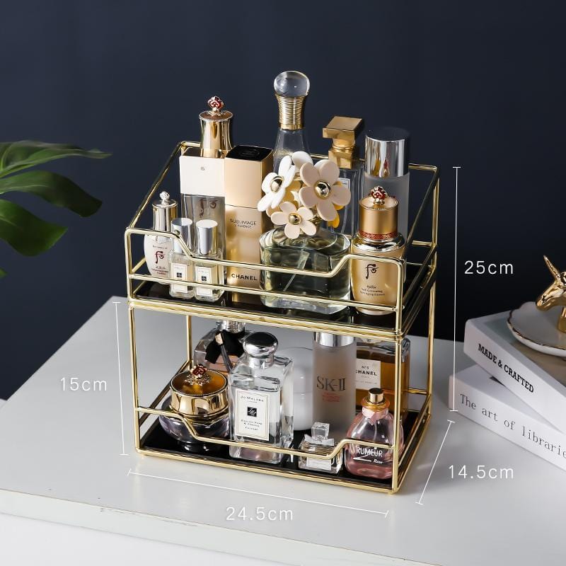 Vanity Tray - Organizador decorativo moderno de cerámica y hierro para tocadores y encimeras