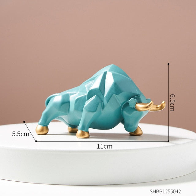 Unique Geometric Bull Figurines | Decorative Resin Art for Home & Gift