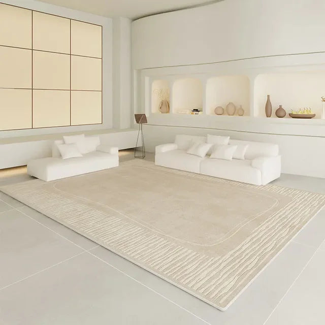 Luxury Beige Soft Large Area Rug Carpets Comfortable Bedroom