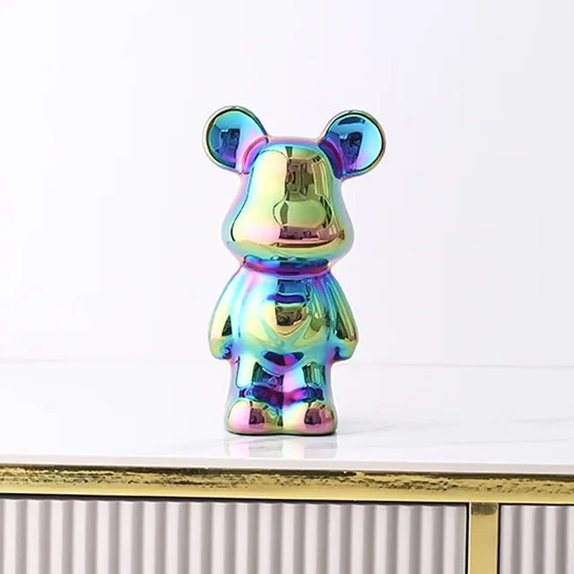 Unik Metallic Bear Penny Bank - Dekorativ myntbank for hjemmeinnredning