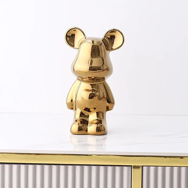 Unieke Metallic Bear Penny Bank - Decoratieve muntbank voor woondecoratie