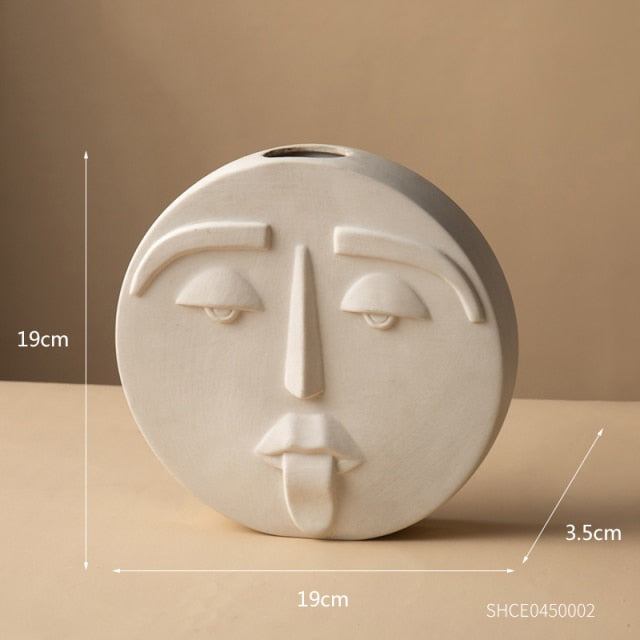 Unique Ceramic Abstract Face Vase - Modern Decorative Art for Home Decor