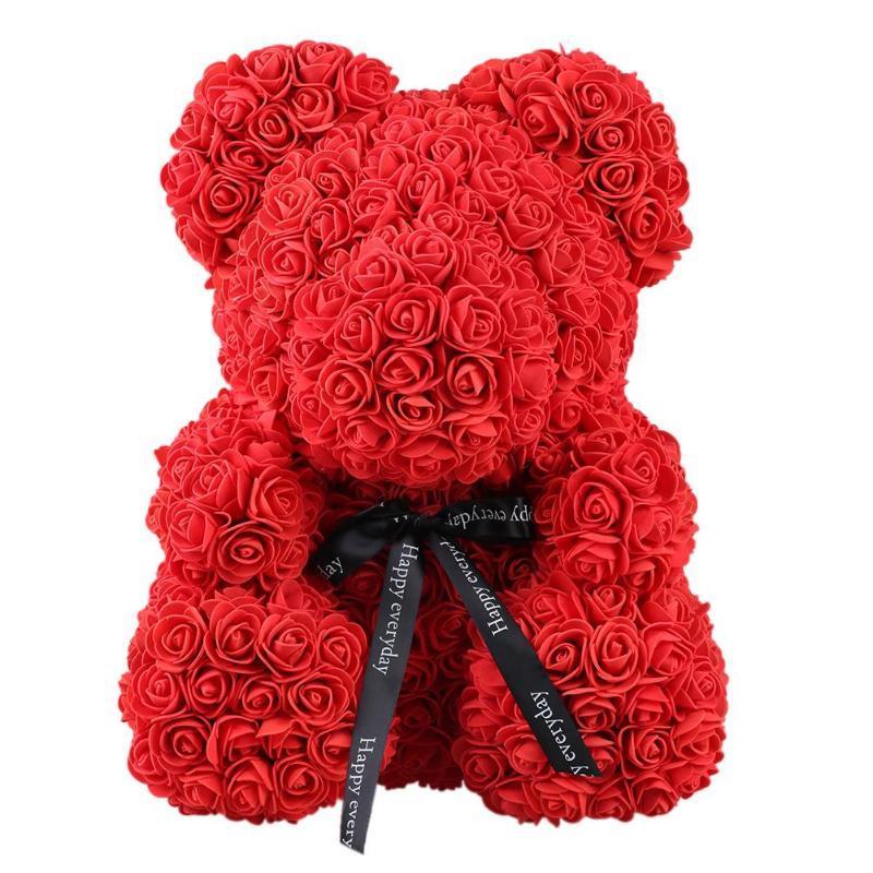 Rose Bear Iso-Britannia | Käsintehty ylellinen kukka ruusu rakkaus nallekarhu