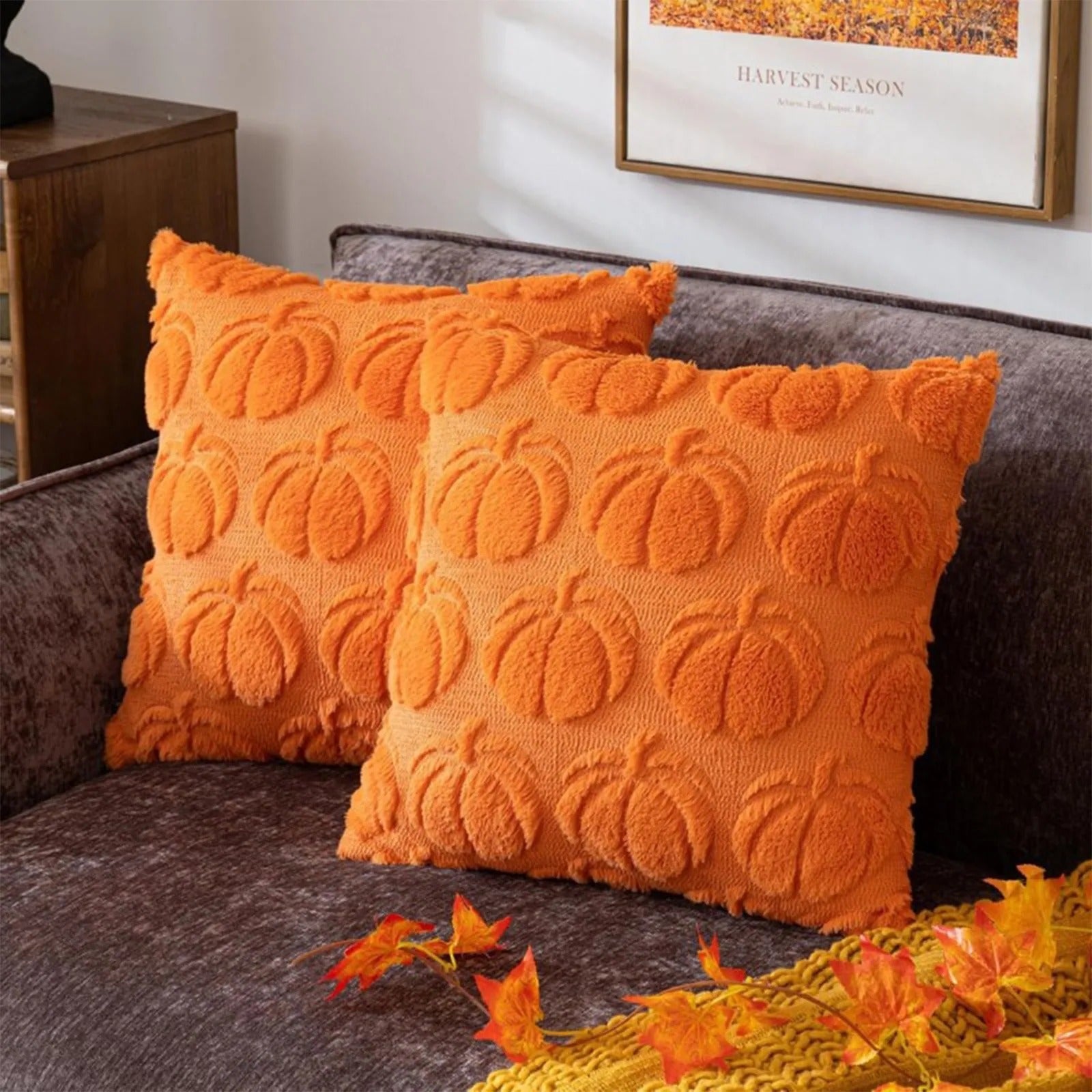 Housse de coussin citrouille d'automne