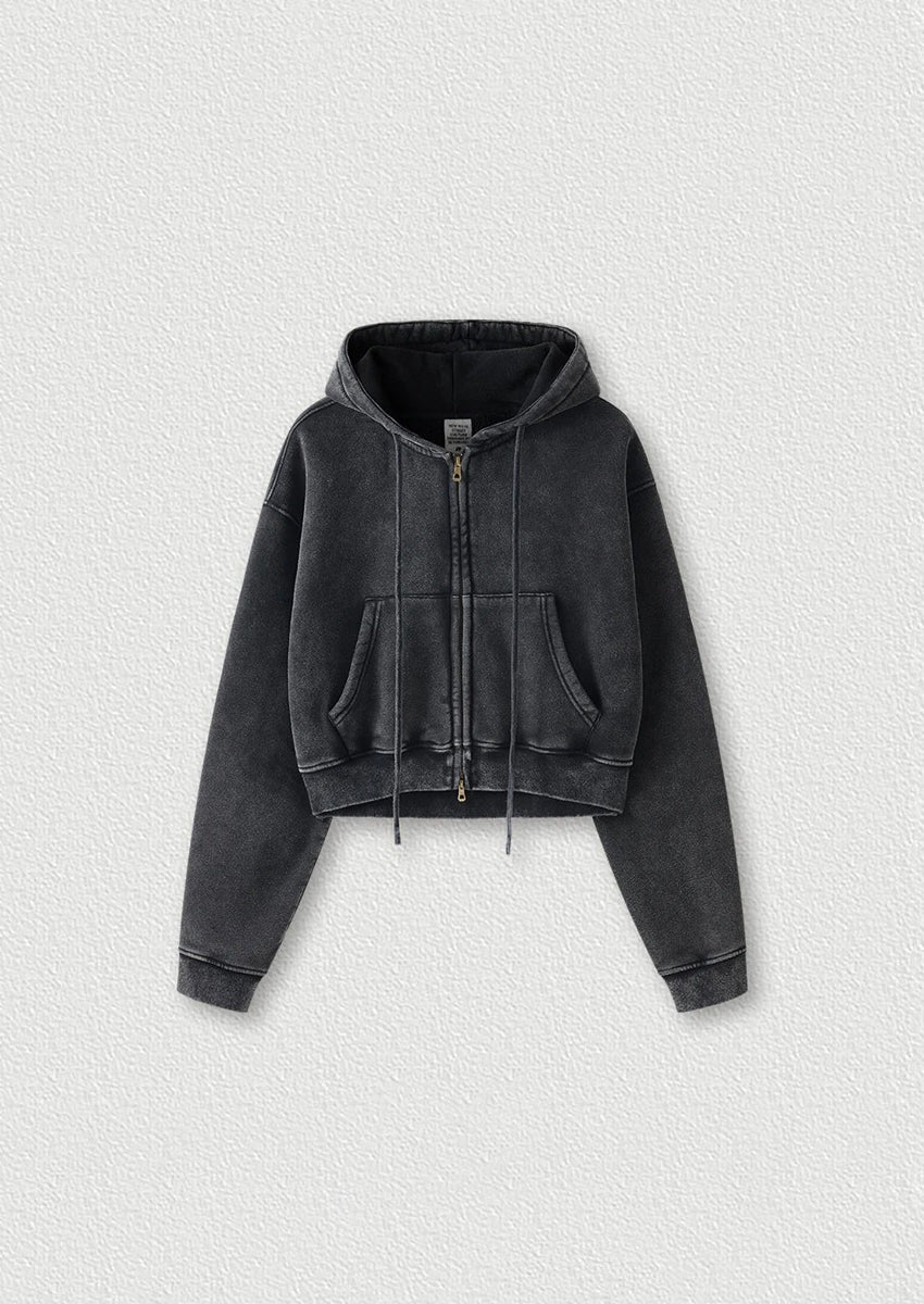 Vasket Vintage Cropped Zip Hoodie