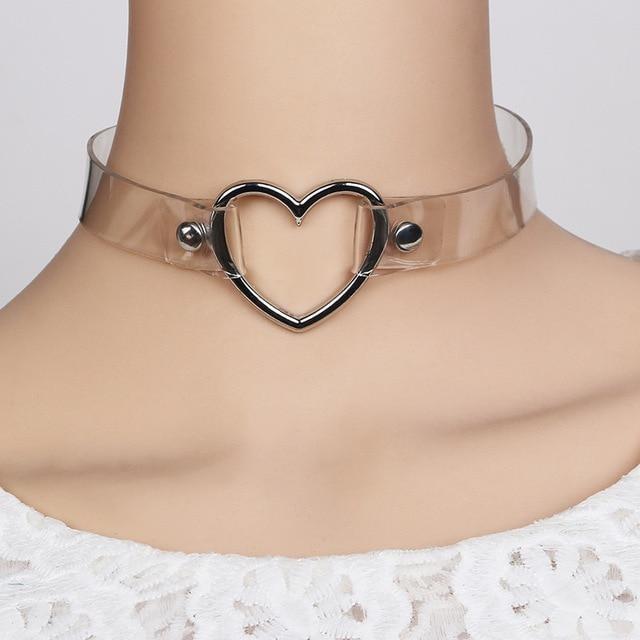 Collier coeur en cuir vegan