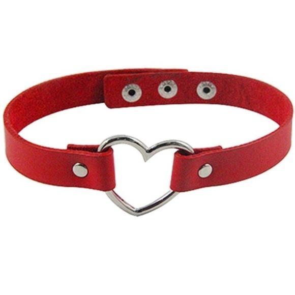 Vegan Leather Heart Collar