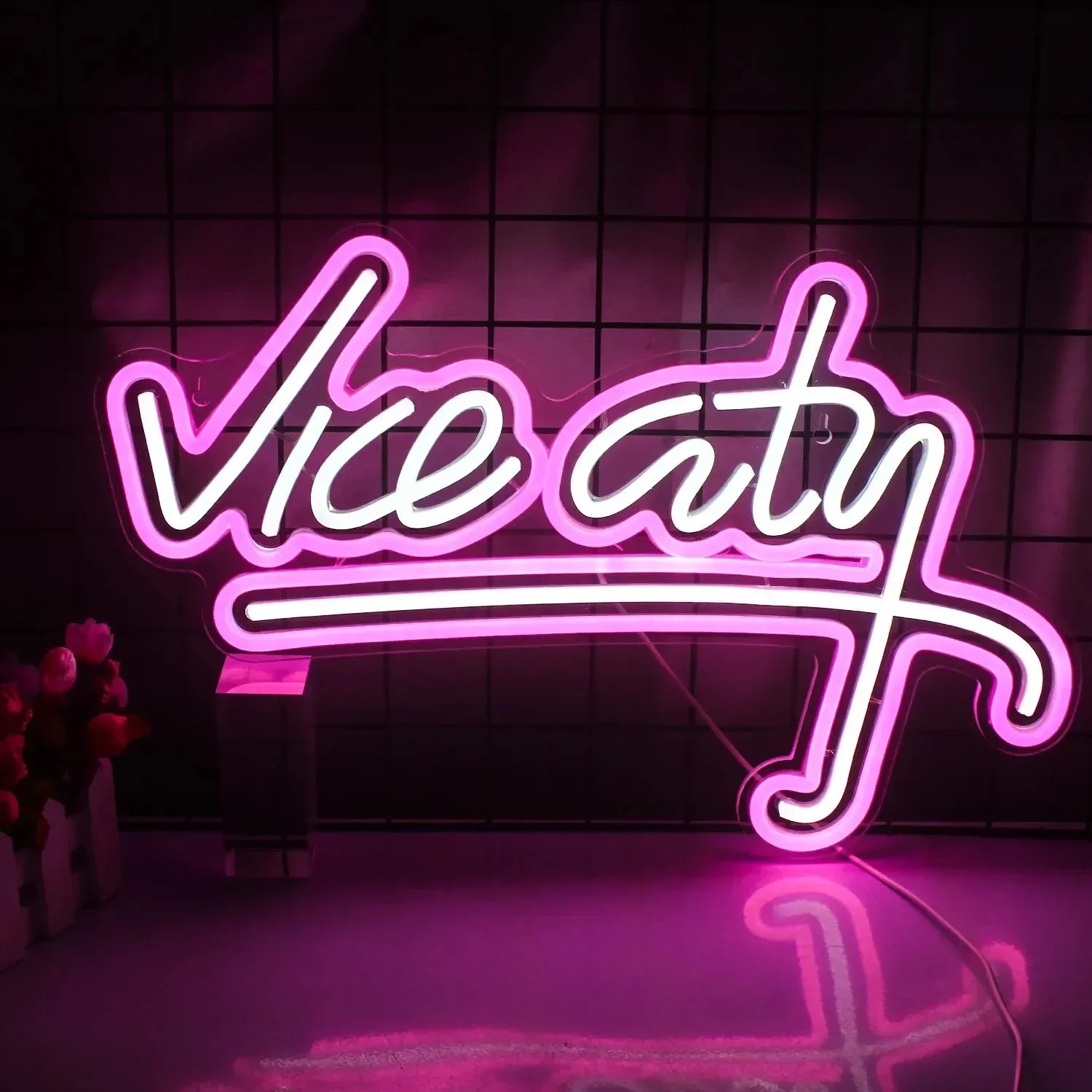 Insegna al neon a LED rosa Vice City