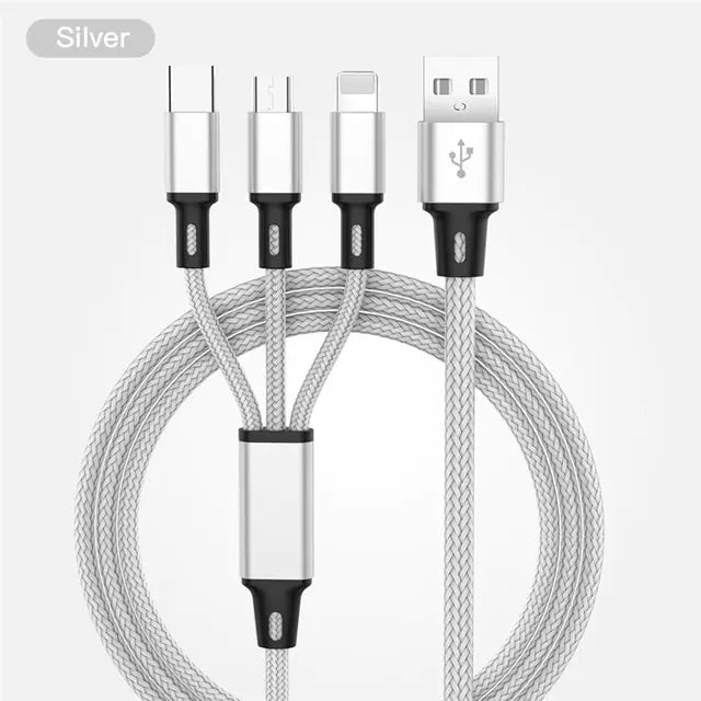 3-in-1 USB Cable for iPhone and Android