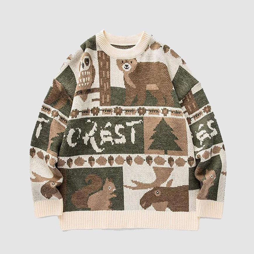 3Leaves Forest Friends vintage sweater