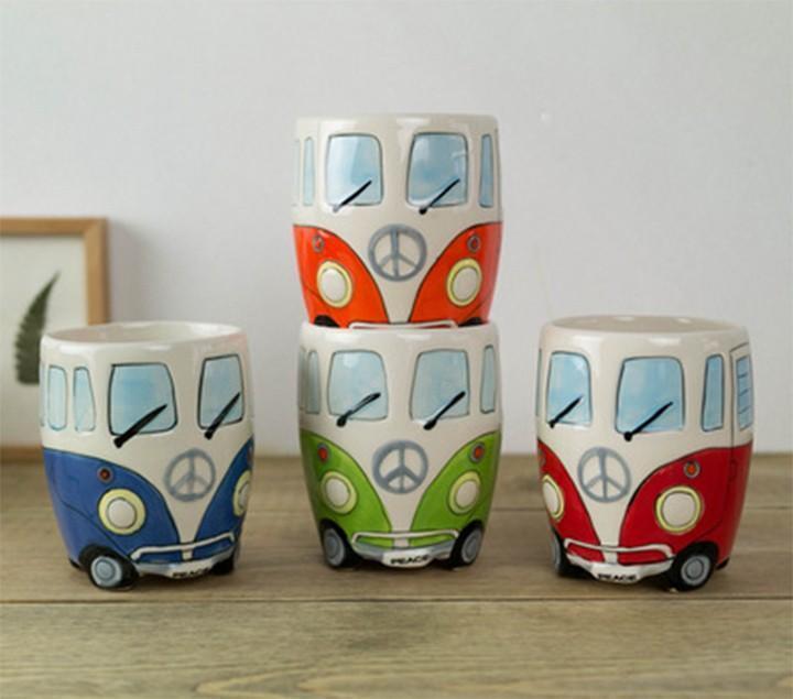 Lebendige Hippie-Bus-Kaffeetasse – umweltfreundliche Keramik