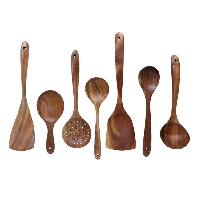 Colección de utensilios de cocina de teca Woodland