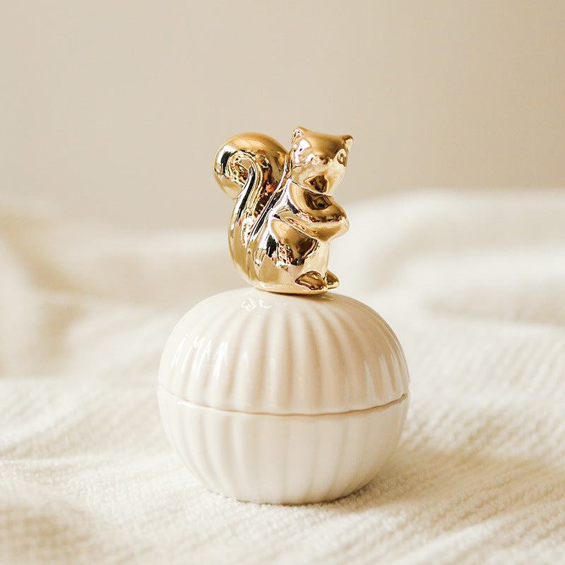 Elegance Animal Figurine Handle Jewelry Storage Jar